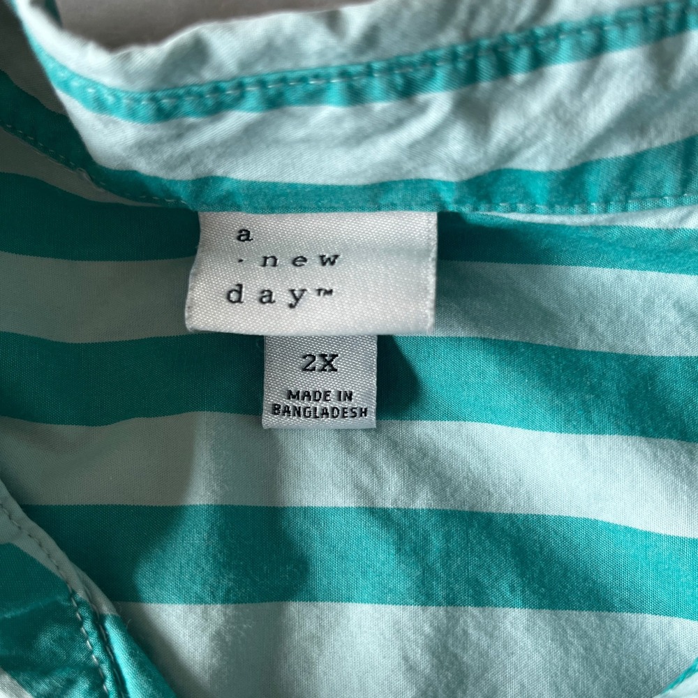 A New Day Womens 2X Striped Button Down Oversized Shirt - Picture 4 of 7